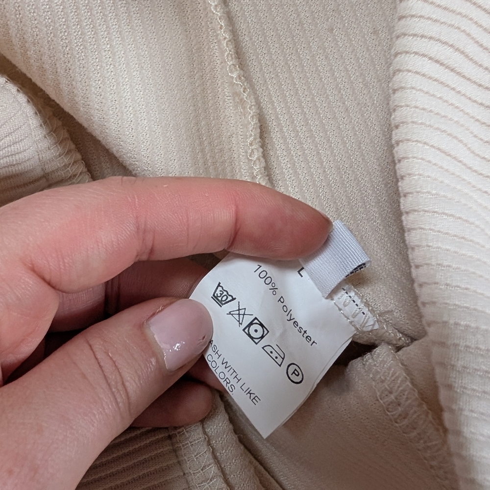 Cream Ribbed Women's Pants - Picture 3 of 4